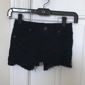 Vintage Havana Black Ripped Jean Shorts